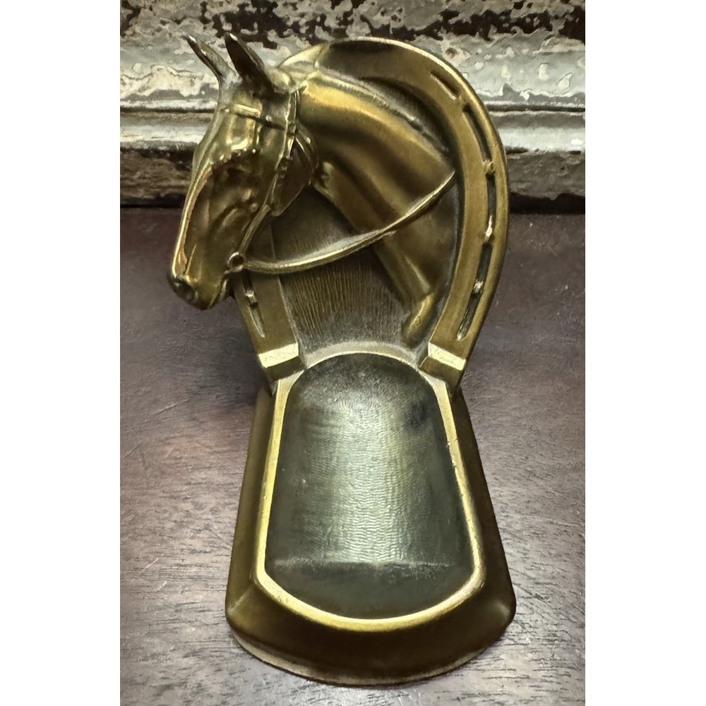 Vintage 1920 s Solid Brass Tobacco Pipe Holder Horse Motif
